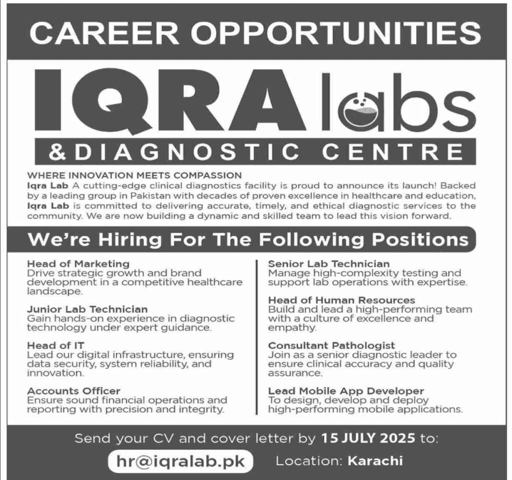 Iqra Lab Company Karachi Opportunities