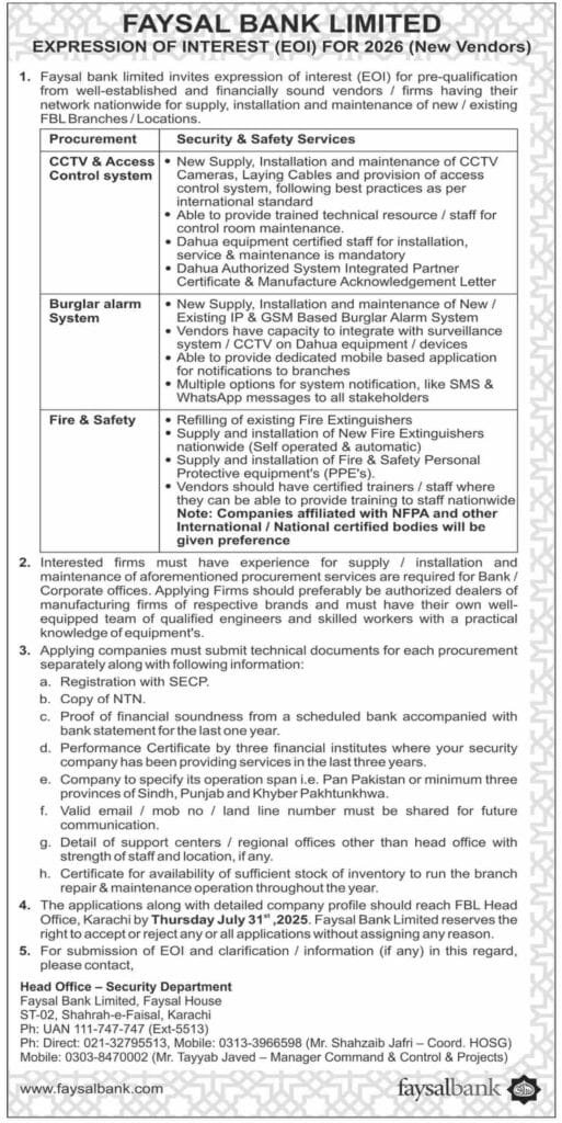 Faysal Bank Limited Pakistan Bank Jobs in Sindh