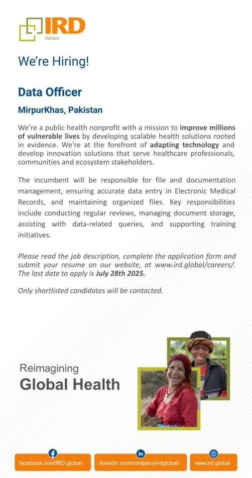 IRD Global NGO Jobs for Data Officers