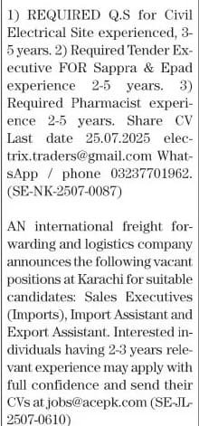 Private Sector Jobs in Karachi