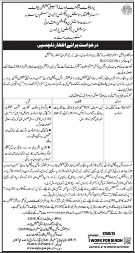 Sindh Social Protection Authority SSPA Jobs