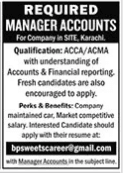 Manager Accounts Job in Karachi