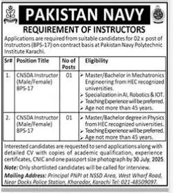 Pakistan Navy Jobs in Sindh