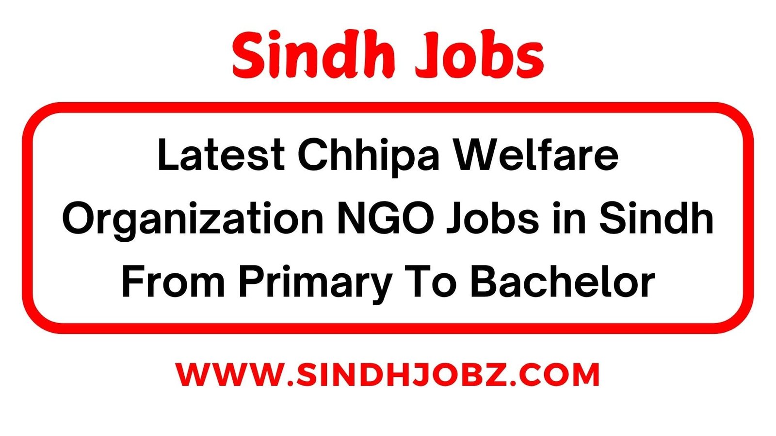 Latest Chhipa Welfare Organization NGO Jobs in Sindh From Primary To Bachelor
