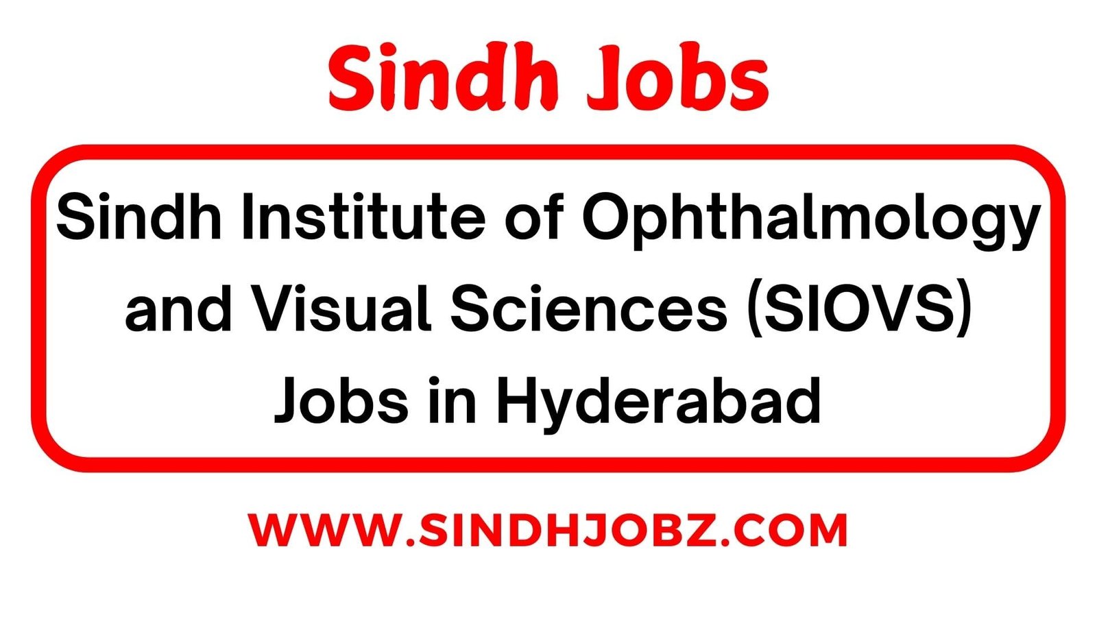 Sindh Institute of Ophthalmology and Visual Sciences (SIOVS) Jobs in Hyderabad