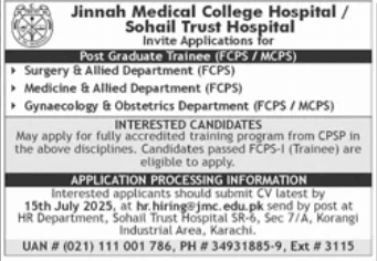 Jinnah Medical College Hospital Karachi Jobs