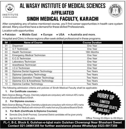 Medical Diploma and Certificate Courses