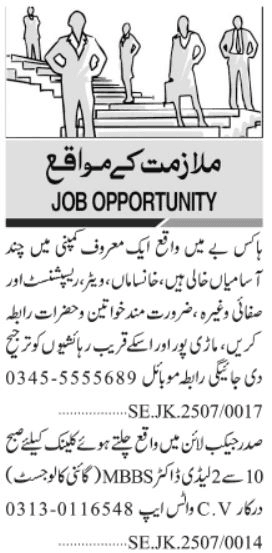 Latest Karachi Job Vacancies in Private Company