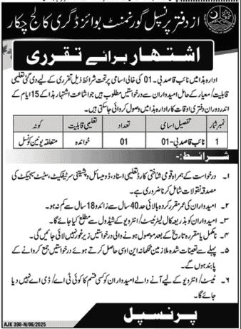 Government Boys Degree College Sanghar Jobs