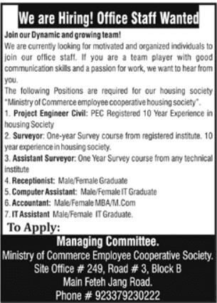 Ministry of Commerce Housing Society Hiring 1 Ministry of Commerce Housing Society Hiring