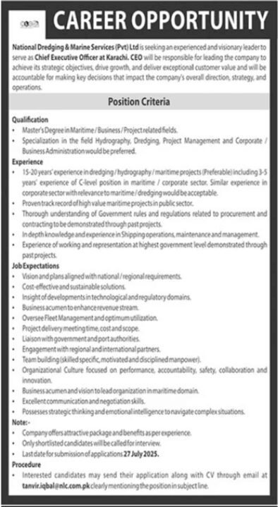 CEO Job at National Dredging and Marine Services