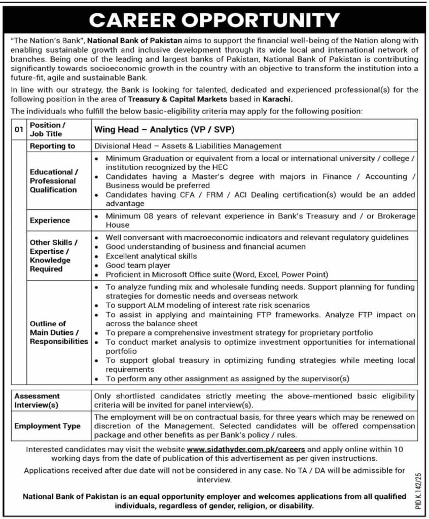 National Bank Of Pakistan NBP Jobs