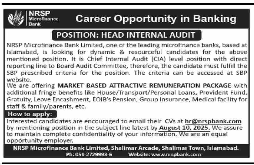 NRSP Microfinance Bank Jobs