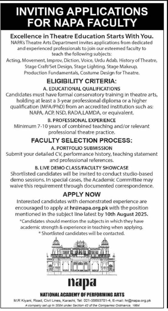 National Academy of Performing Arts NAPA Jobs