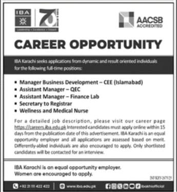 IBA AACSB Accredited Career opportunities