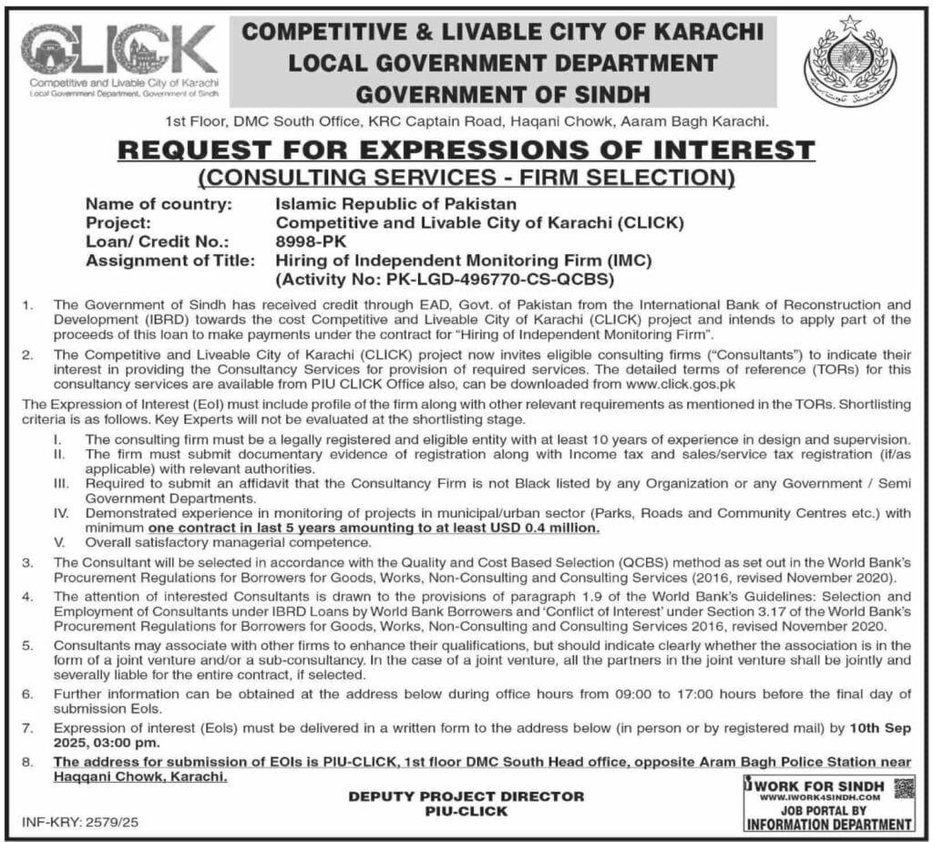 Government of Sindh Local Department Job Vacancies