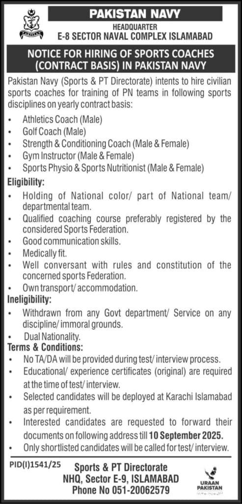 Job Opportunities At Pakistan Navy
