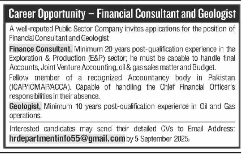 Career Opportunity Financial consultant and geologist