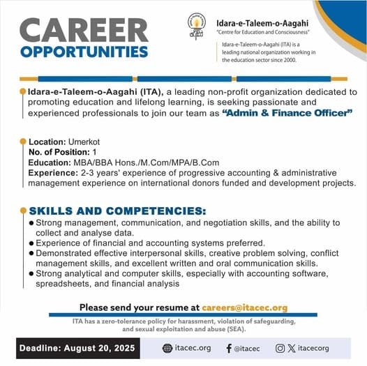 Idara-e-Taleem-o-Aagahi (ITA) NGO Jobs