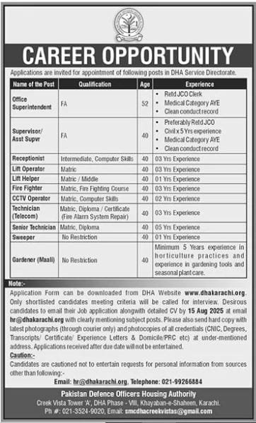 Defence Housing Authority DHA Karachi Jobs