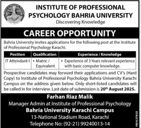 Bahria University Jobs