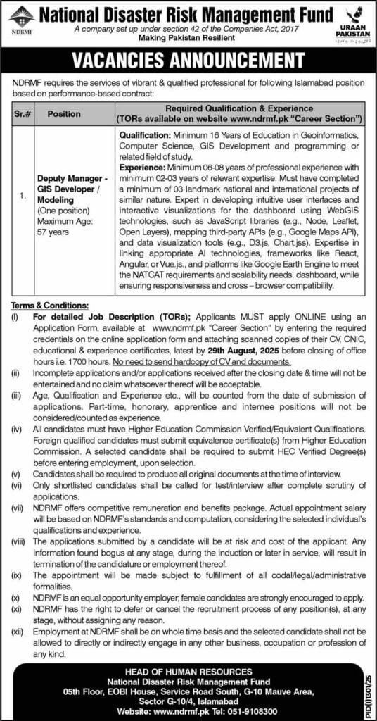 Latest NDRMF Jobs for GIS Professionals