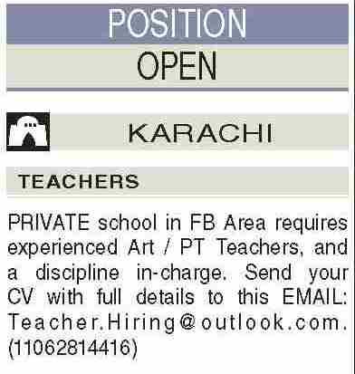 Private School Karachi Jobs For Teachers