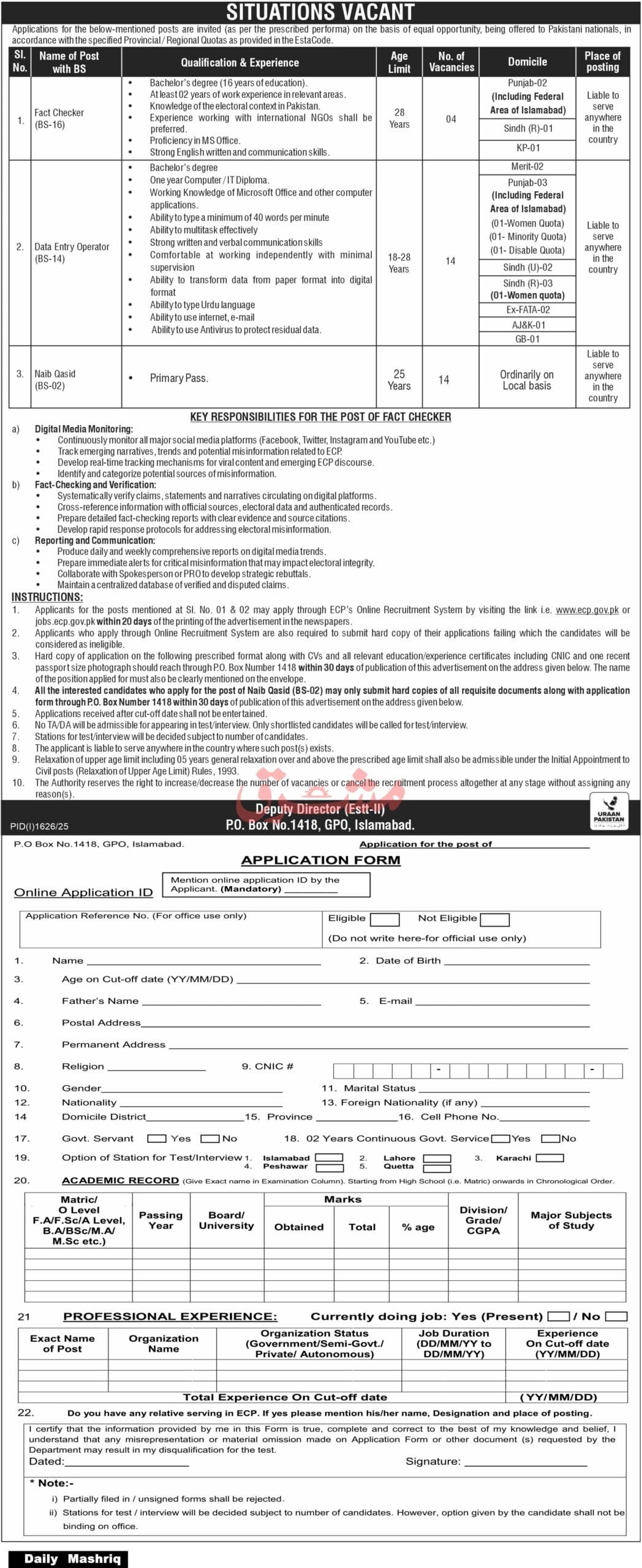 Election Commission of Pakistan ECP Jobs Apply Online