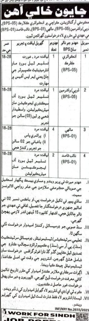 Government Jobs BPS 1 To BPS 5