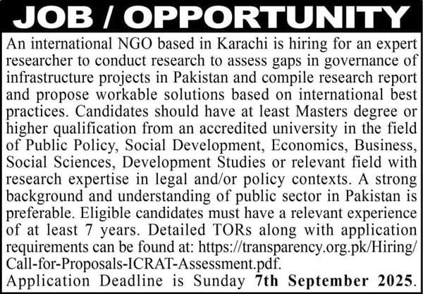 International NGO Jobs Karachi