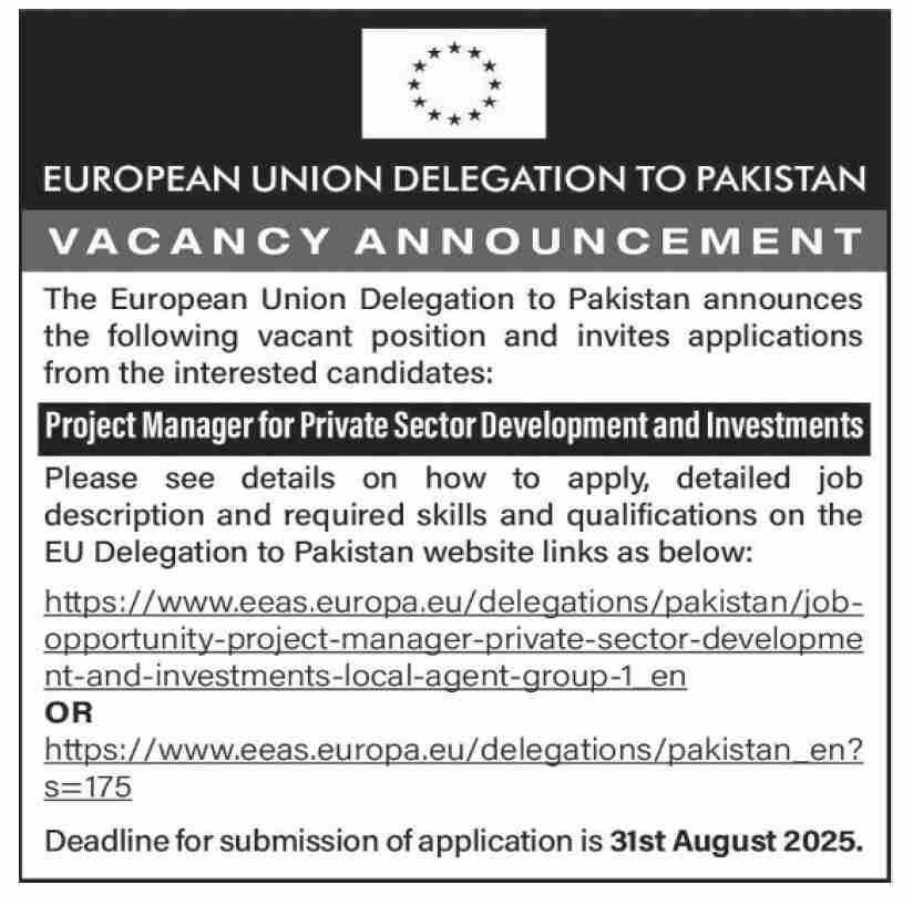 Europeon Union Delegation To Pakistan Islamabad Jobs 2025