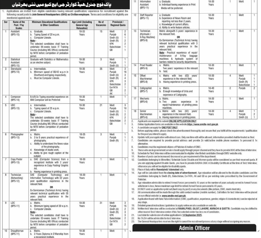 GHQ Civilian Jobs: Public Service Careers