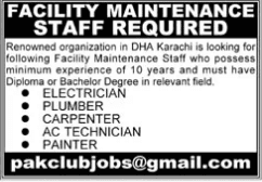 Experienced Facility Maintenance Staff Wanted in DHA Karachi
