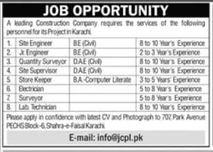 Construction Company Jobs in Karachi