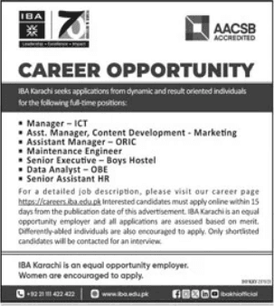 Institute of Business Administration IBA Karachi Jobs
