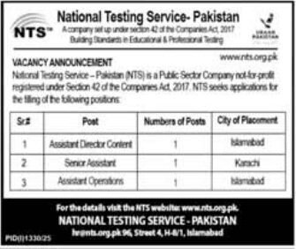 National Testing Service NTS Jobs in Sindh