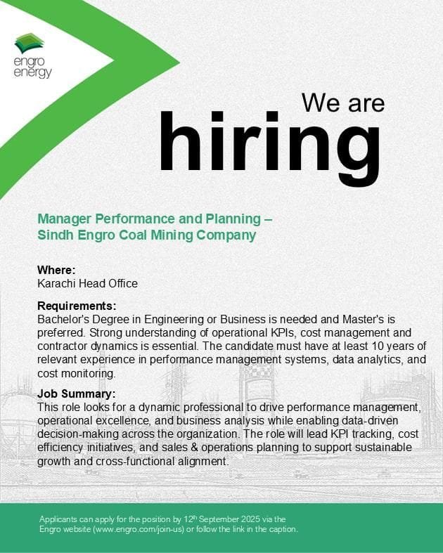 Sindh Engro Coal Mining Jobs
