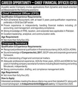 CFO Jobs at Public Sector Opportunity Sindh