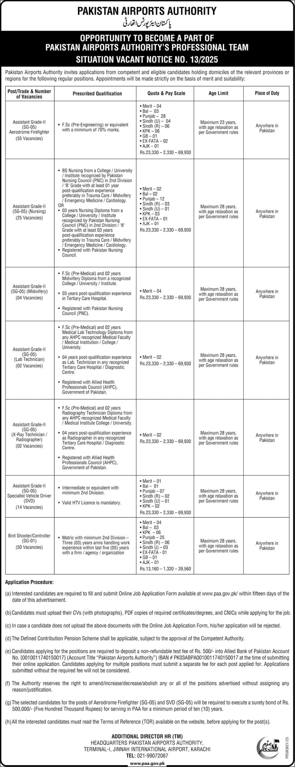 PAA Pakistan Airports Authority Jobs 2025