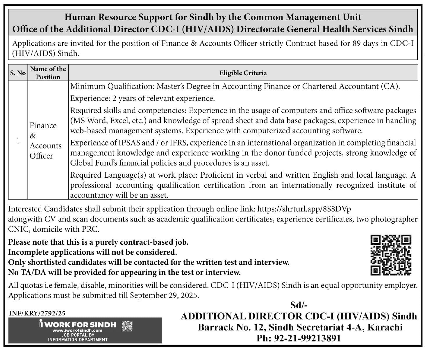 Sindh Govt Health Department Jobs 2025