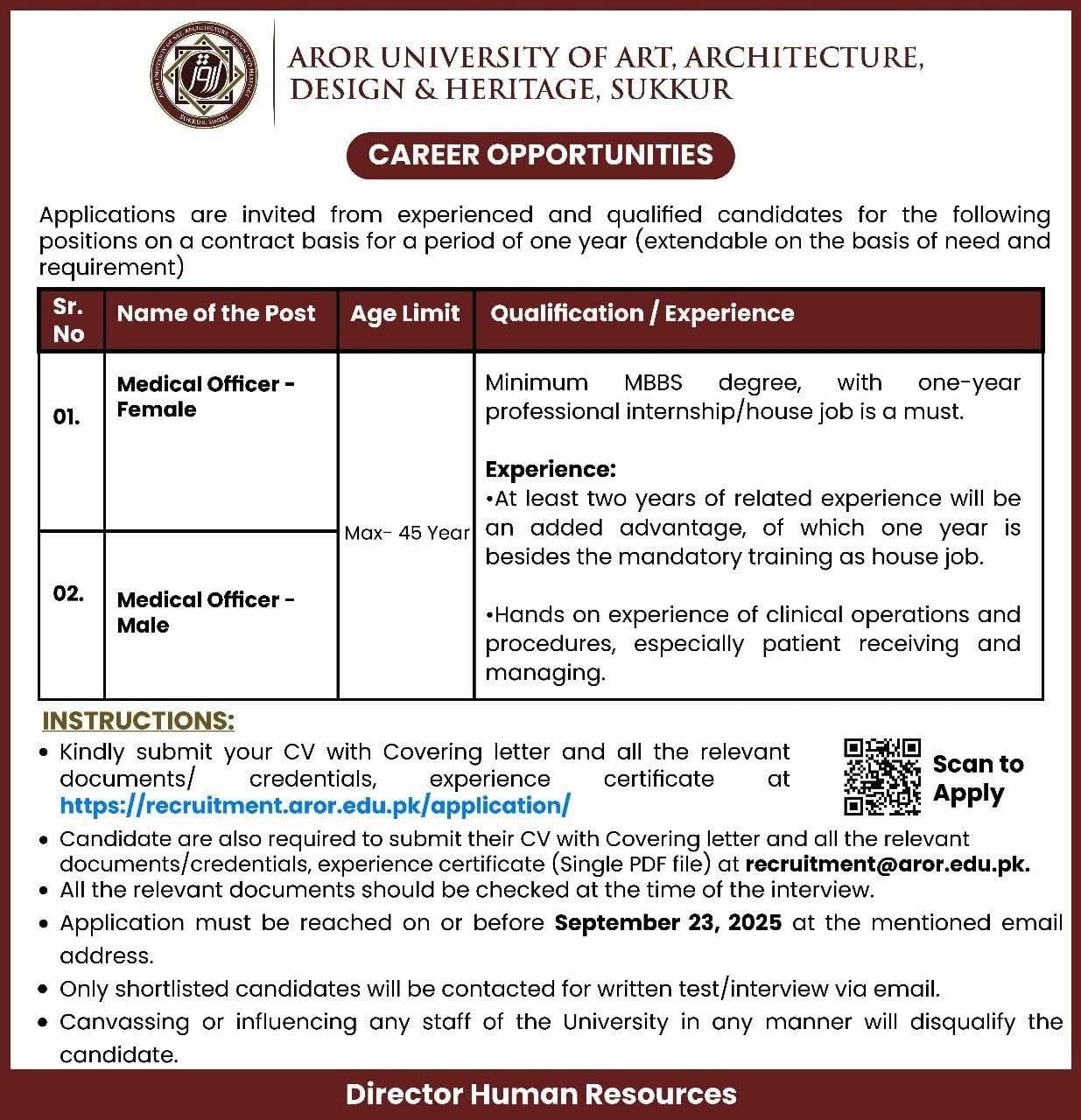 Medical Officer Jobs: AROR University Jobs