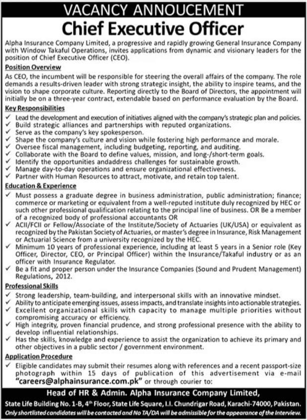 Alpha Insurance Company Karachi Jobs 2025 1 Alpha Insurance Company Karachi Jobs 2025