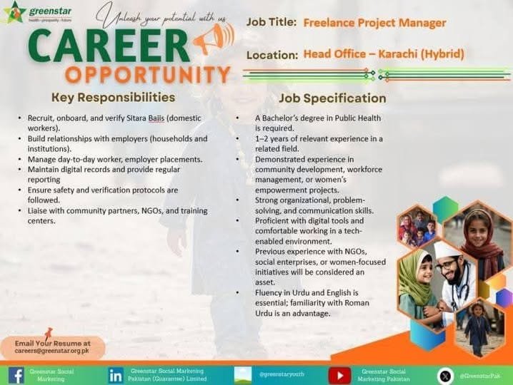 Greenstar Social Marketing Karachi Jobs 2025