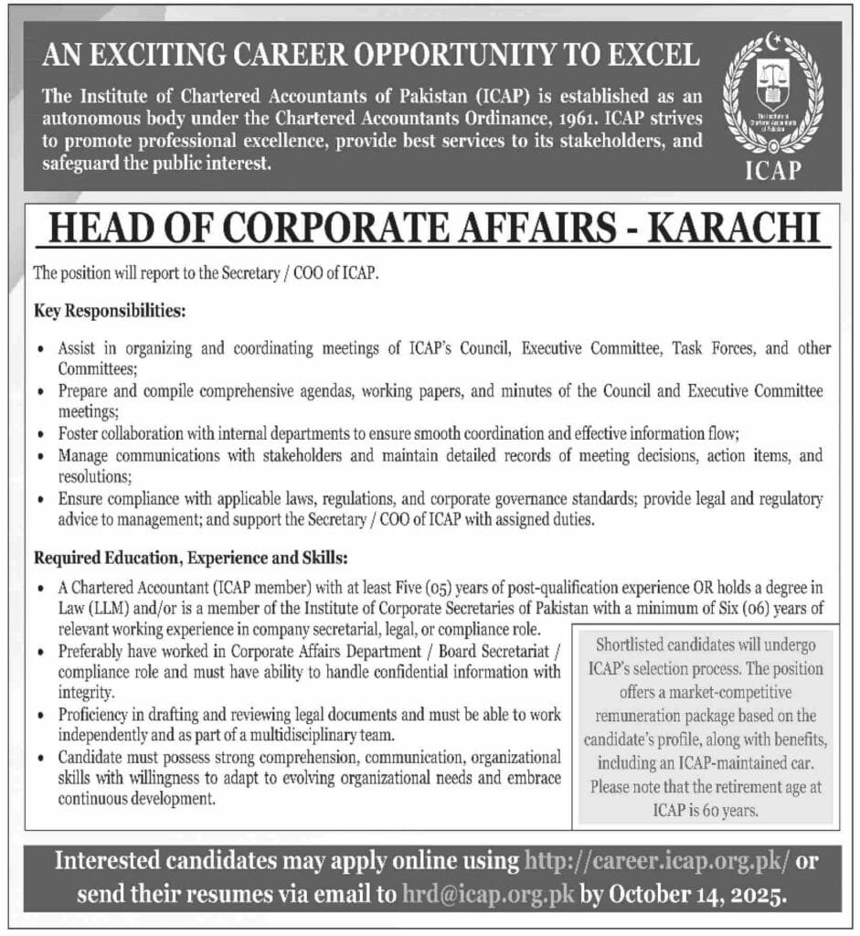 Institute Of Chartered Accountants Karachi Jobs