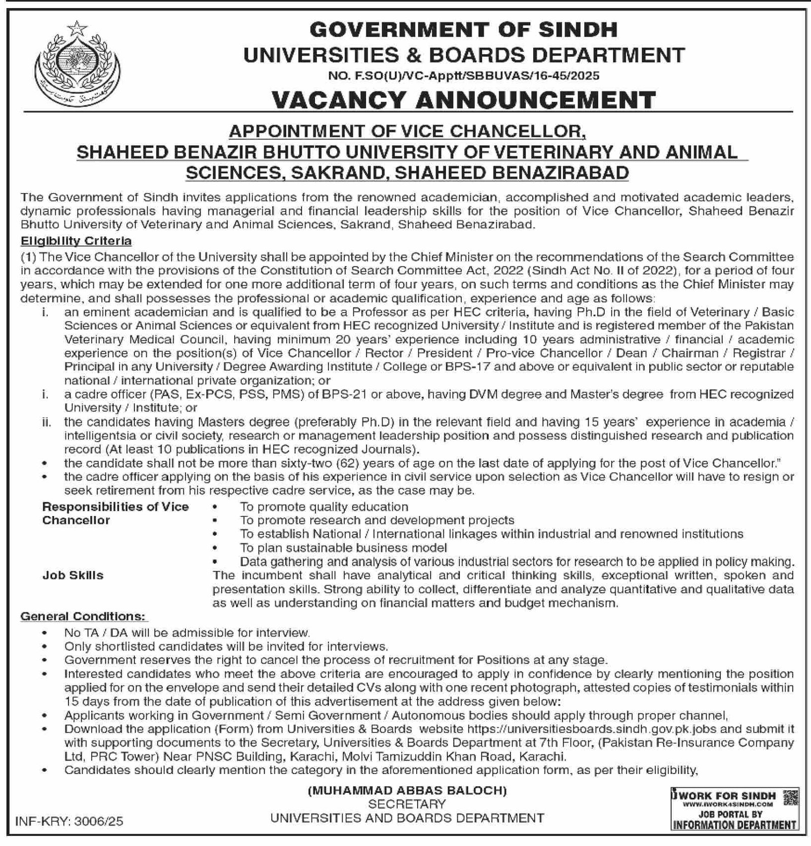 Job Position At Sindh Universities and Boards Department
