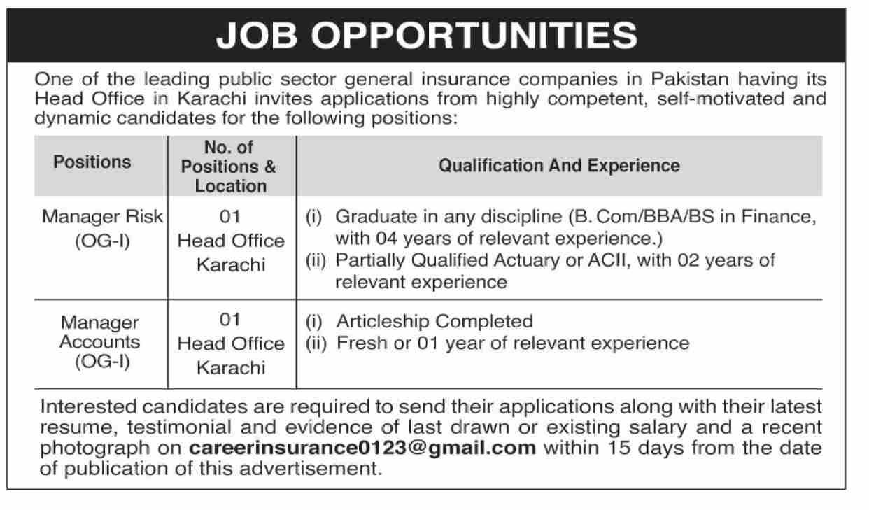 Job Vacancies At Public Sector Insurance Company