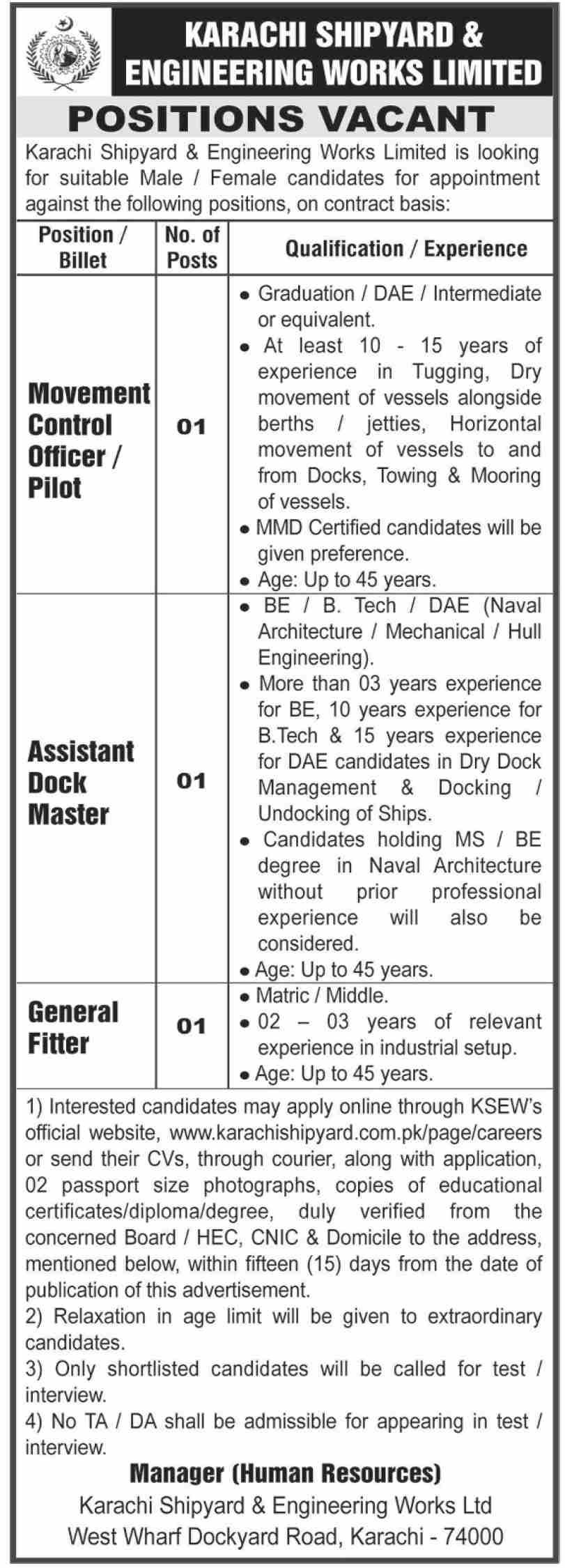 Karachi Shipyard jobs