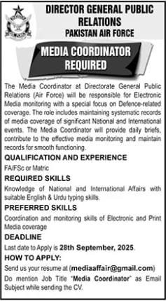 Latest Pakistan Air Force PAF Jobs 2025