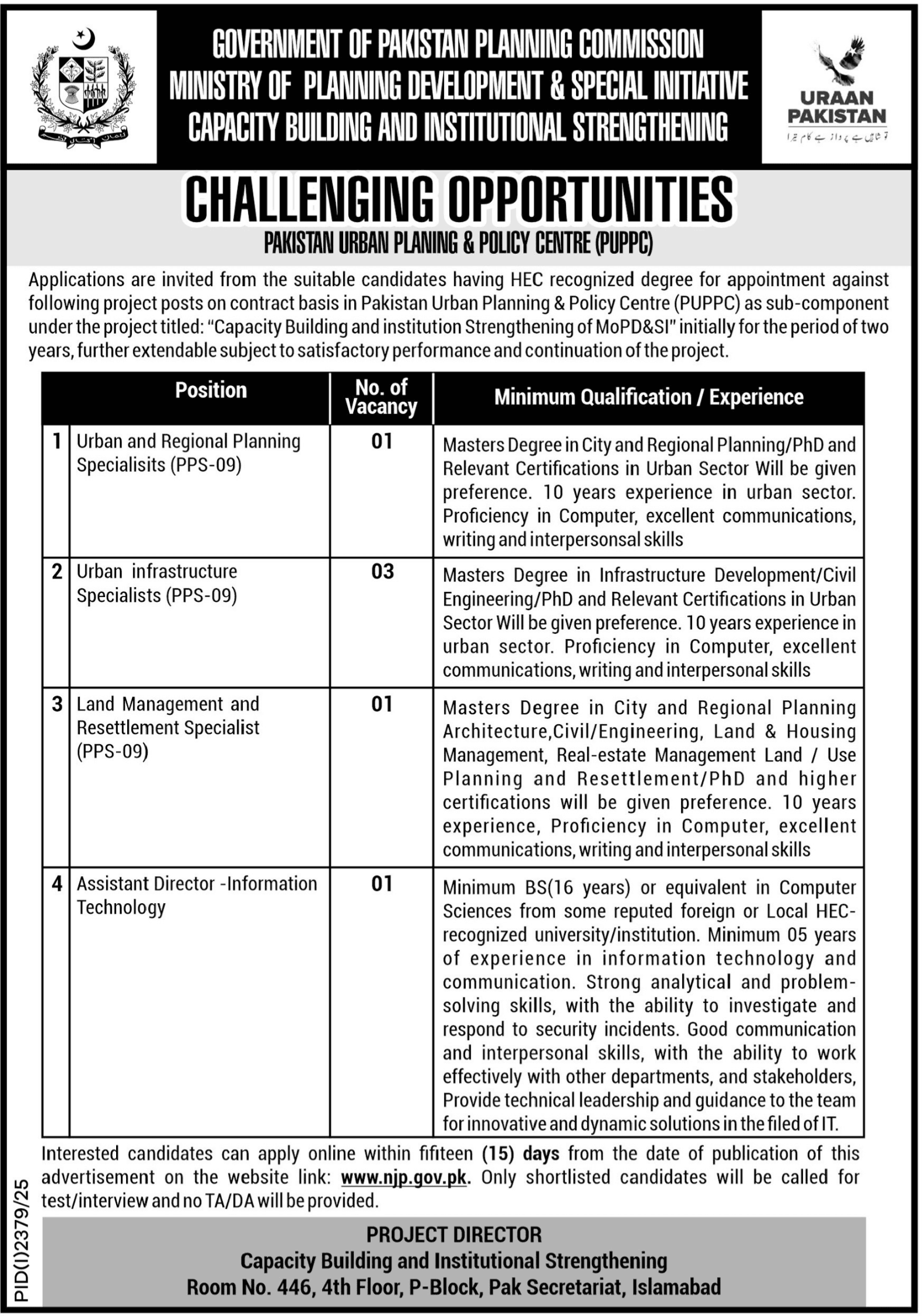 Ministry Of Planning Development Govt Jobs