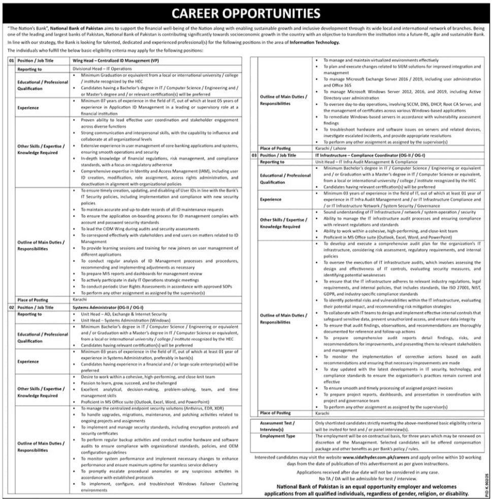 National Bank of Pakistan NBP Karachi Jobs 2025. Embark on a rewarding career path with the National Bank of Pakistan (NBP), as exciting management opportunities in Karachi have just opened. Positioned within the vibrant economic hub of Sindh, these roles offer a chance to contribute to a leading financial institution. This government sector advertisement, appearing in the daily The News around September 15, 2025, details several key positions waiting for talented individuals.